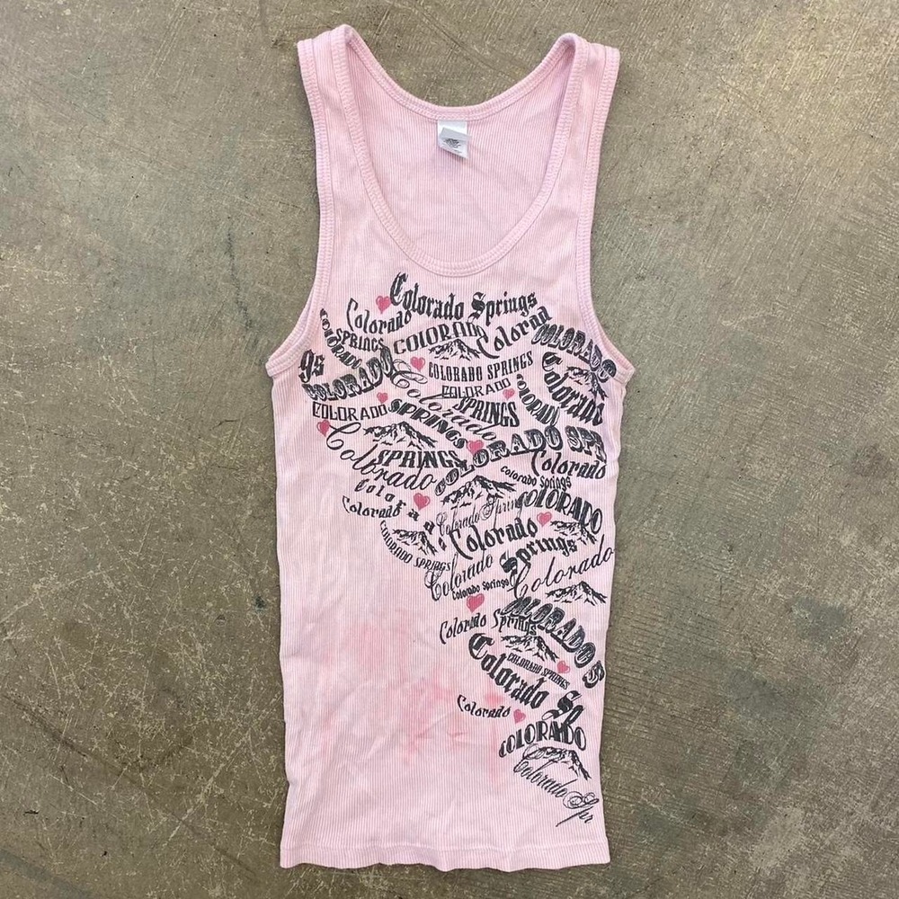 Vintage Y2K Women's Colorado Springs Pink Destination Tank Top Size Large